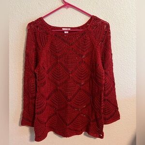 Chico's Red Crotchet Top Size 1